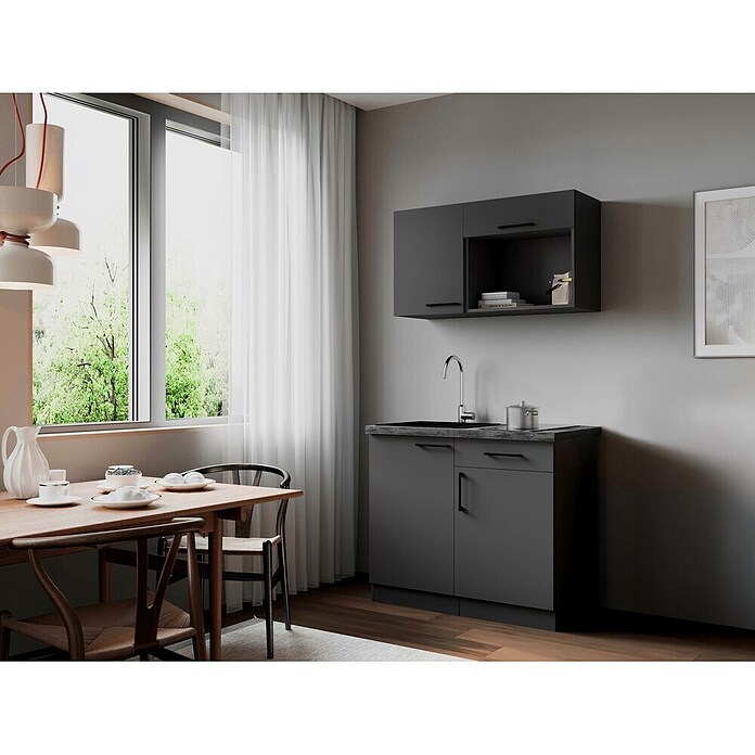 Respekta Oliver Miniküche (Breite: 100 cm, Grau, Kochfeld) | BAUHAUS