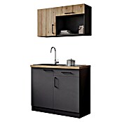 Respekta Oliver Miniküche (Breite: 100 cm, Grau/Holz, Kochfeld) | BAUHAUS