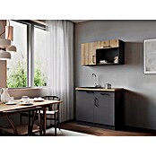 Respekta Oliver Miniküche (Breite: 100 cm, Grau/Holz, Kochfeld) | BAUHAUS