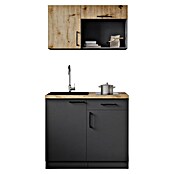 Respekta Oliver Miniküche (Breite: 100 cm, Grau/Holz, Kochfeld) | BAUHAUS