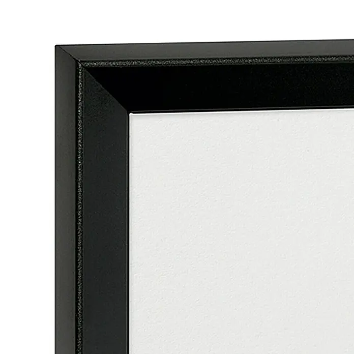 Nielsen Alurahmen Pixel - 50 x 50 cm, Schwarz - Nahaufnahme eines schwarzen Bilderrahmens mit einer glatten, weißen Innenseite, der einen modernen und eleganten Look vermittelt.