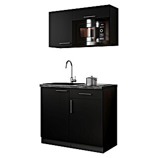 Respekta Oliver Miniküche (Breite: 100 cm, Schwarz, Kochfeld | Mikrowelle)