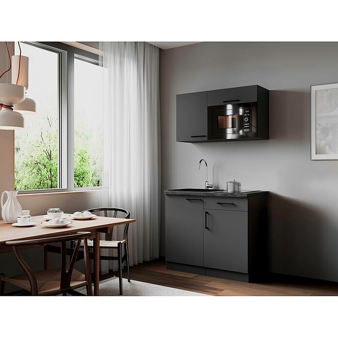Respekta Oliver Miniküche (Breite: 100 cm, Grau, Kochfeld | Mikrowelle) | BAUHAUS