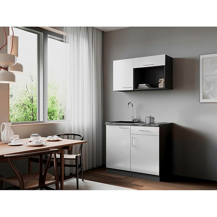Respekta Oliver Miniküche (Breite: 100 cm, Weiß, Kochfeld) | BAUHAUS