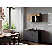 Respekta Oliver Miniküche (Breite: 100 cm, Grau/Holz, Kochfeld | Mikrowelle) | BAUHAUS
