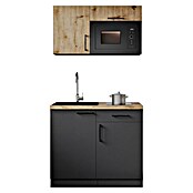 Respekta Oliver Miniküche (Breite: 100 cm, Grau/Holz, Kochfeld | Mikrowelle) | BAUHAUS