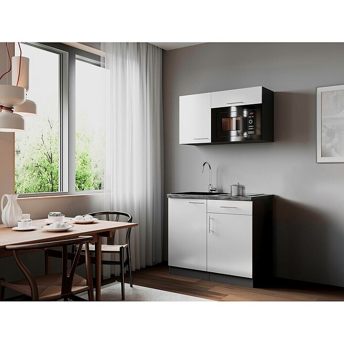 Respekta Oliver Miniküche (Breite: 100 cm, Weiß, Kochfeld | Mikrowelle) | BAUHAUS