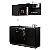 Respekta Oliver Miniküche (Breite: 145 cm, Schwarz, Kochfeld | Geschirrspüler | Mikrowelle) | BAUHAUS