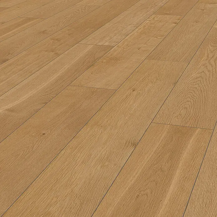 LOGOCLIC Hartvinylboden ElementPro Lucky Star - 1.210 x 234 x 5 mm, Landhausdiele, Lucky Star - Heller Holzfußboden aus Dielen mit natürlicher Maserung, diagonal verlegt.