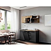 Respekta Oliver Miniküche (Breite: 145 cm, Grau/Holz, Kochfeld | Geschirrspüler | Mikrowelle) | BAUHAUS