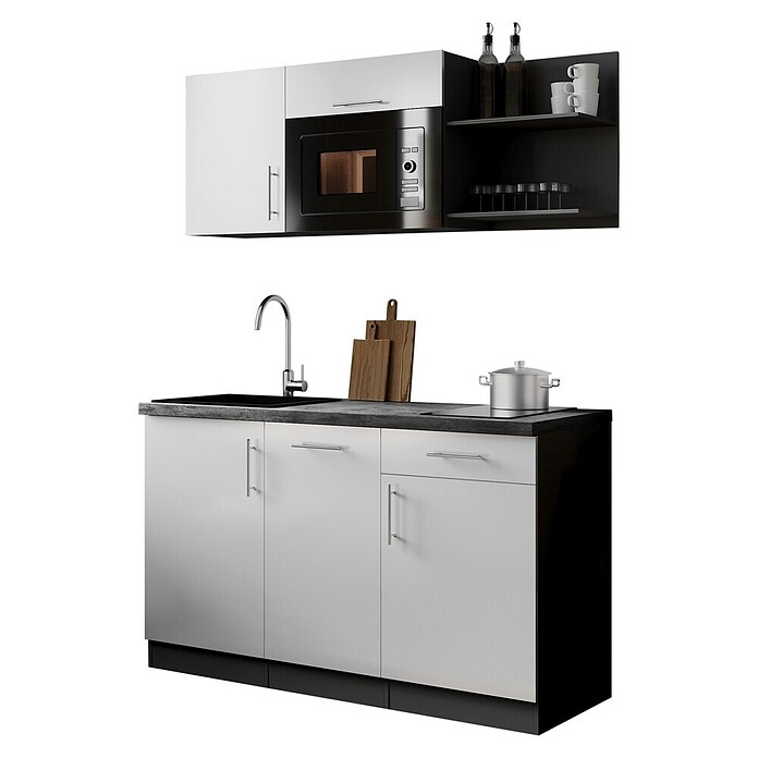 Respekta Oliver Miniküche (Breite: 145 cm, Weiß, Kochfeld | Geschirrspüler | Mikrowelle) | BAUHAUS