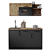 Respekta Oliver Miniküche (Breite: 145 cm, Grau/Holz, Kochfeld | Geschirrspüler | Mikrowelle) | BAUHAUS