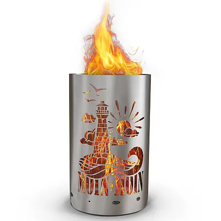 TiKo-Design® Feuertonne Leuchtturm Moin Moin Ø 40 cm – Maritim