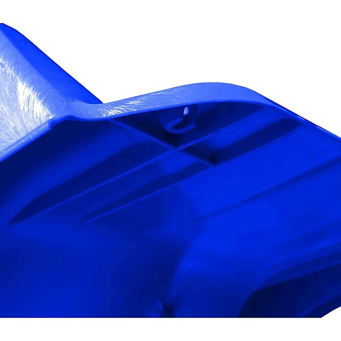 Ondis24 Rutsche Wellenrutsche Blau - B x L: 50 x 300 cm, Kunststoff, Blau - Unteransicht eines blauen Kunststoffobjekts mit tragenden Rippen und einem Aufhängehaken.