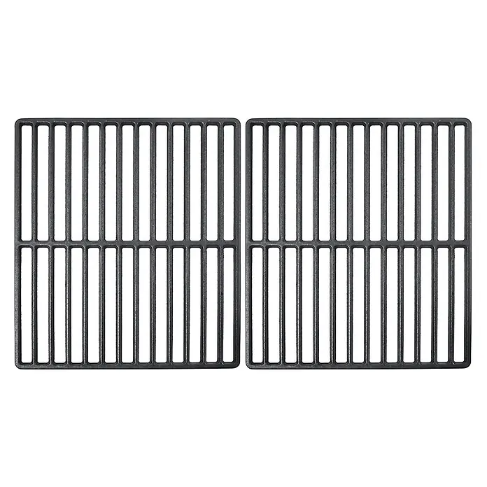 TAINO Grillrost - L x B: 34 x 60 cm, Gusseisen - Zwei dunkelgraue Gusseisen-Grillroste mit rechteckigem Gittermuster.
