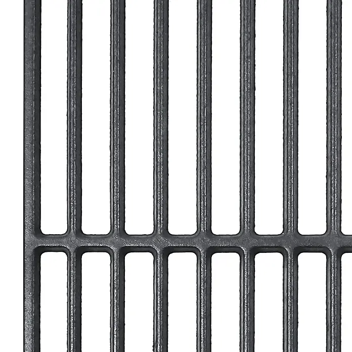 TAINO Grillrost - L x B: 34 x 60 cm, Gusseisen - Dunkelgraues Metallrost mit vertikalen Stäben und rechteckigen Öffnungen.