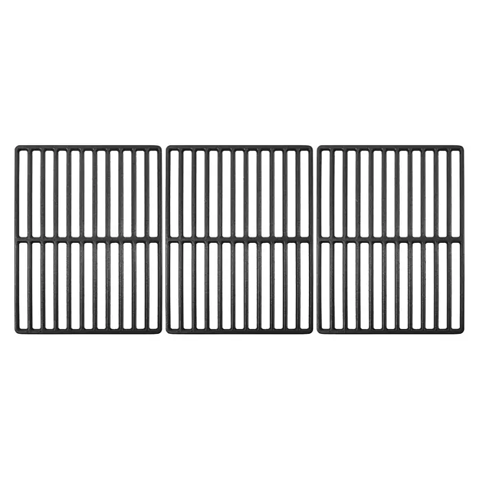 TAINO Grillrost - L x B: 34 x 77 cm, Gusseisen - Drei schwarze Gusseisen-Grillroste mit rechteckigen Stäben.