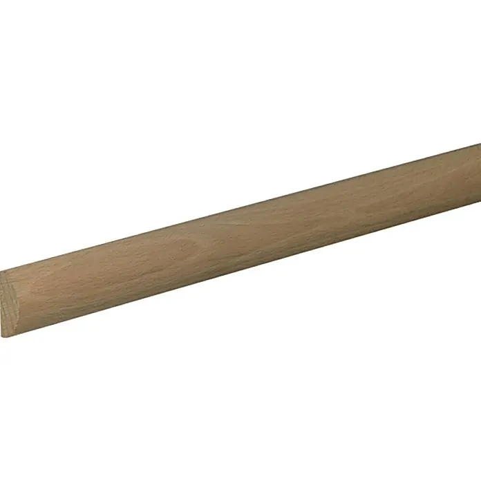 Profiles and more Halbrundstab - 95 cm x 30 mm x 15 mm, Buche - Bild einer hölzernen Viertelkreisleiste, die sich ideal für Kanten oder als dekoratives Element eignet.