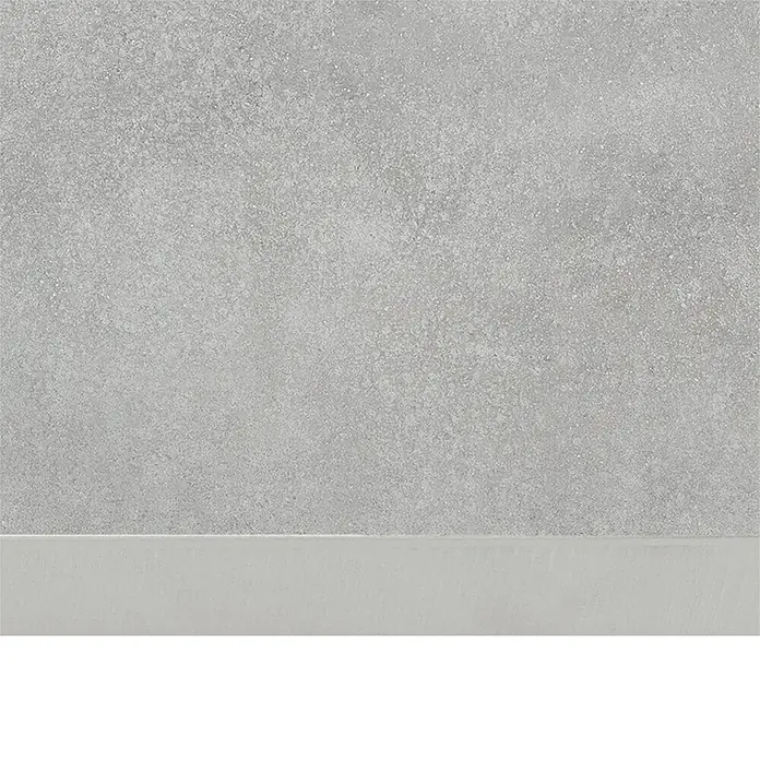 Terrassenfliese Dimension - 59,8 x 59,8 x 2 cm, Grafit, Matt - Hellgraue texturierte Wand- und Sockelplatte.