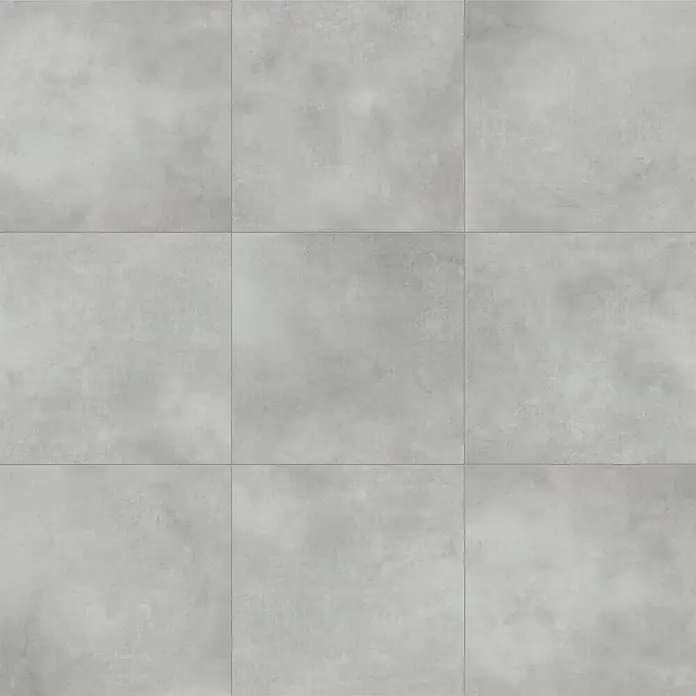 Terrassenfliese Dimension - 59,8 x 59,8 x 2 cm, Grafit, Matt - Quadratische hellgraue Fliesen in Betonoptik mit feiner Textur und sichtbaren Fugen.