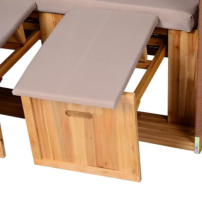 Outsunny Strandstuhl - Rückenlehne verstellbar, Beige, B x T x H: 79 x 190 x 150 cm - Verstellbares Holz-Tagesbettsegment mit hellbeigem Kissen.