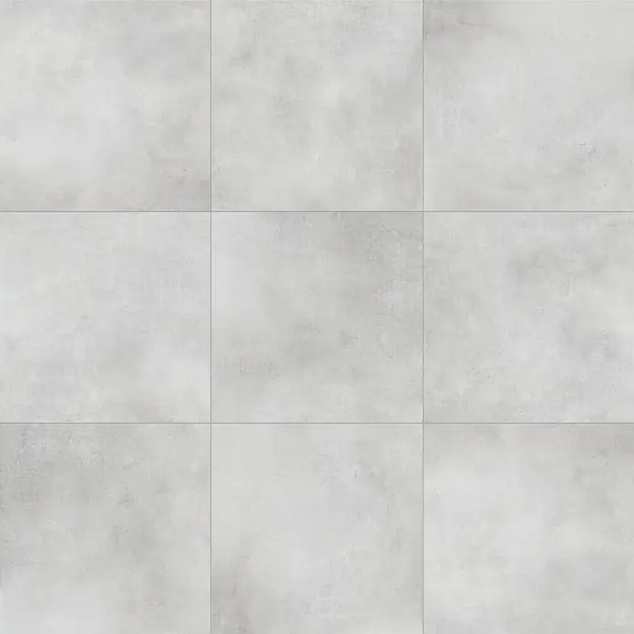 Terrassenfliese Dimension - 59,8 x 59,8 x 2 cm, Grau, Matt - Hellgraue Fliesen mit Betonoptik und sichtbaren Fugen.