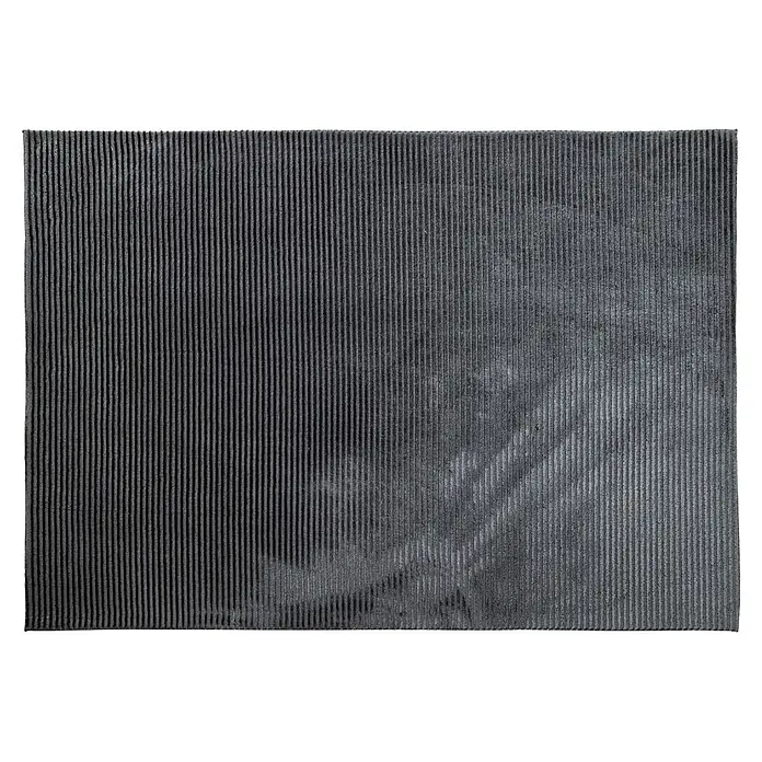 Alfombra de pelo corto Vista - Negro, 110 x 60 cm, 100% poliéster - Muestra de tela de pana acanalada gris oscuro.