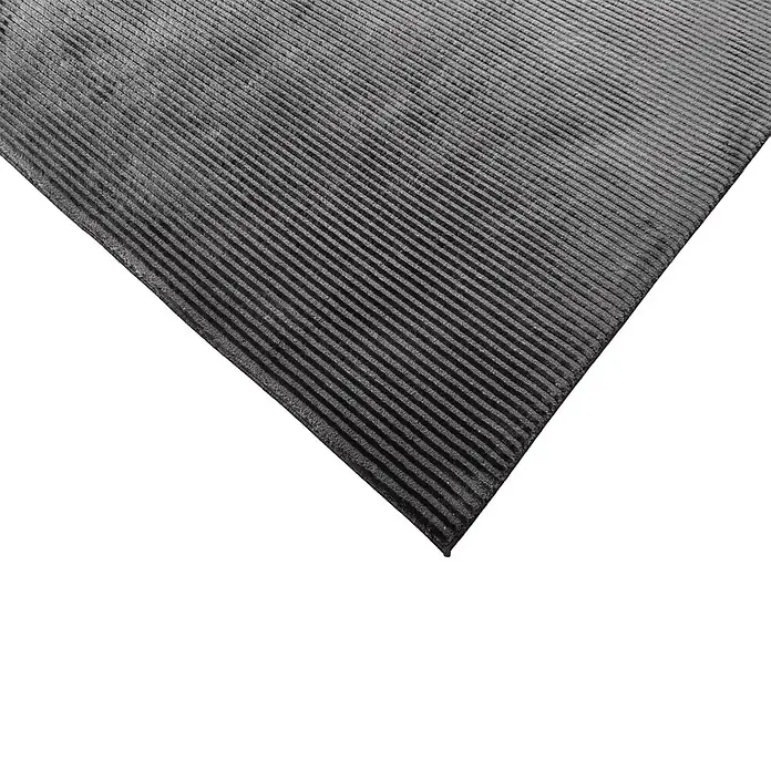 Alfombra de pelo corto Vista - Negro, 110 x 60 cm, 100% poliéster - Alfombrilla de suelo acanalada gris oscuro.