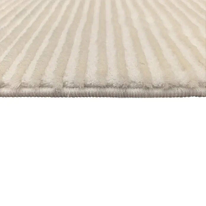 Alfombra de pelo corto Vista - Crema, 110 x 60 cm, 100% poliéster - Alfombra de felpa blanca acanalada con textura suave.