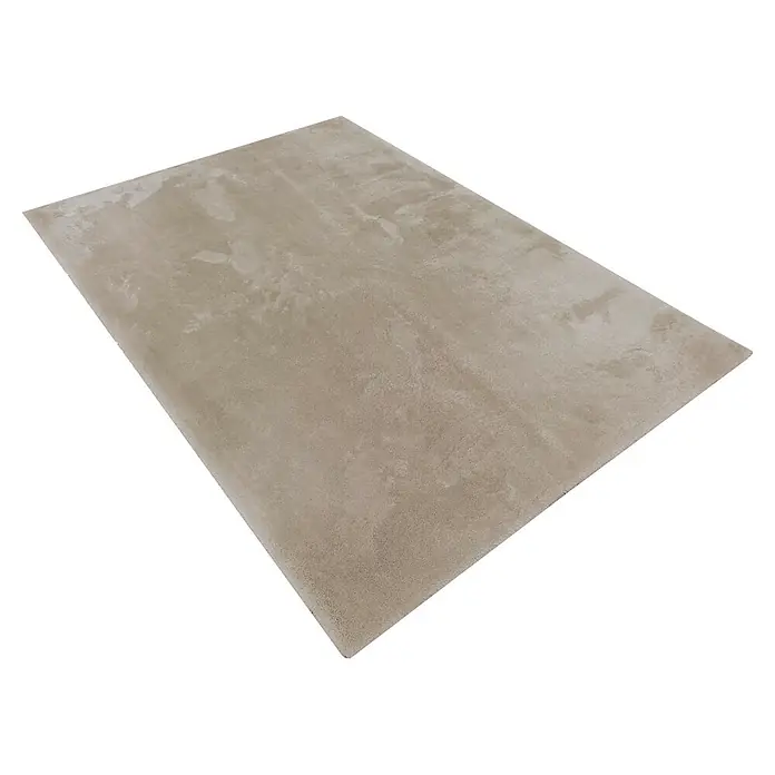 Alfombra de pelo largo Cuba - Camel, 170 x 120 cm, 100% Poliéster - Alfombra rectangular beige claro con textura suave y mullida.