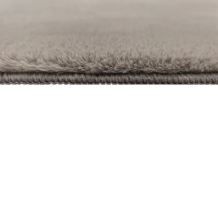 Alfombra de pelo corto Bunny - Chocolate, 110 x 60 cm, 100% poliéster - Alfombra de piel sintética gris con textura suave y esponjosa, y borde tejido.