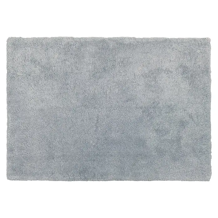 Alfombra de pelo largo Gypsy - Gris/Azul, 110 x 60 cm, 100% Poliéster - Alfombrilla rectangular de felpa gris claro con textura suave.