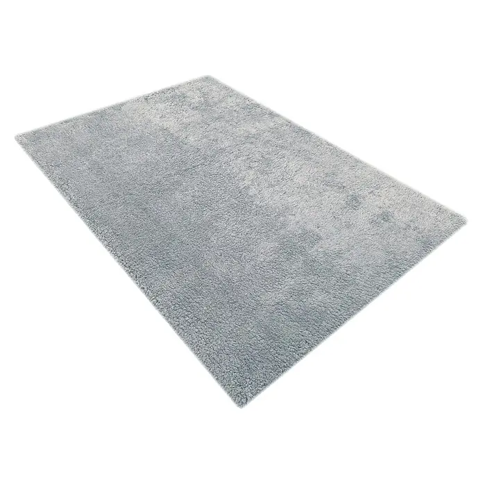 Alfombra de pelo largo Gypsy - Gris/Azul, 110 x 60 cm, 100% Poliéster - Alfombra rectangular gris claro de pelo largo con una textura suave.