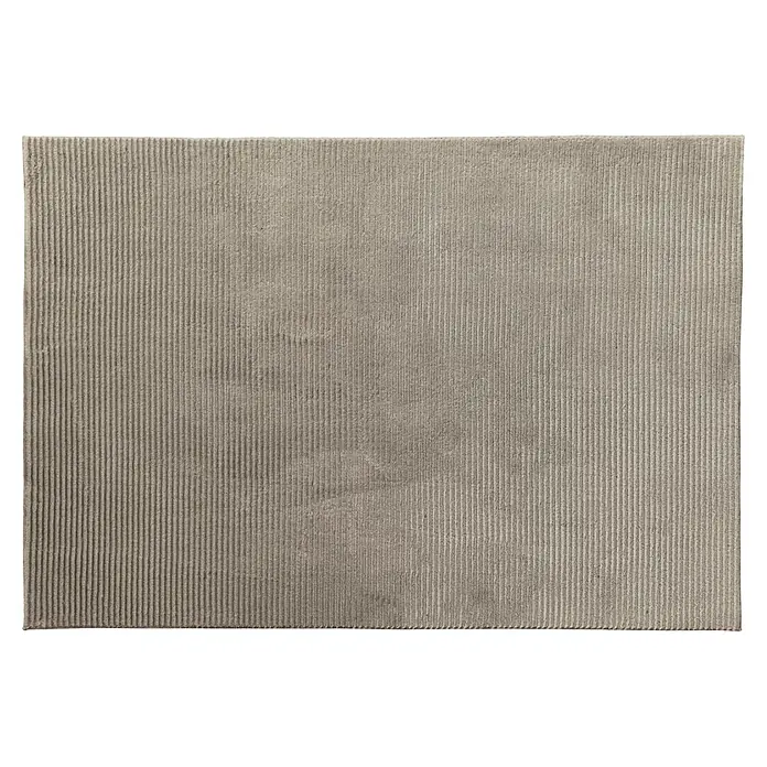 Alfombra de pelo corto Vista - Taupe, 200 x 140 cm, 100% poliéster - Alfombra gris claro con nervaduras verticales y textura suave.