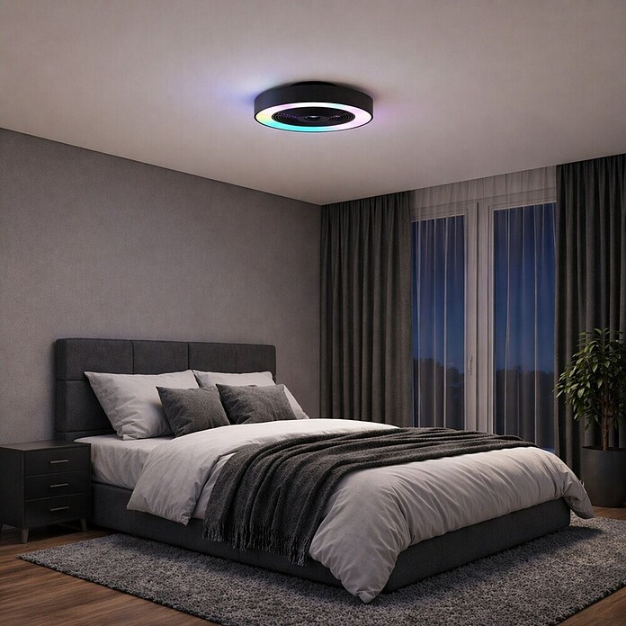 Brilliant Plafondventilator Catania met verlichting (Zwart, 48,6 cm) | BAUHAUS