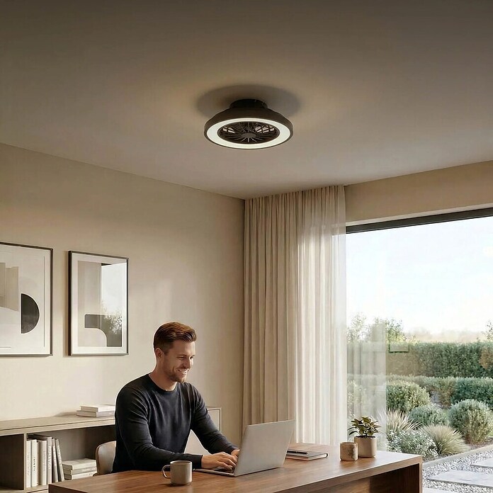 Calex Plafondventilator met verlichting (Zwart / Wit, 28,5 cm) | BAUHAUS