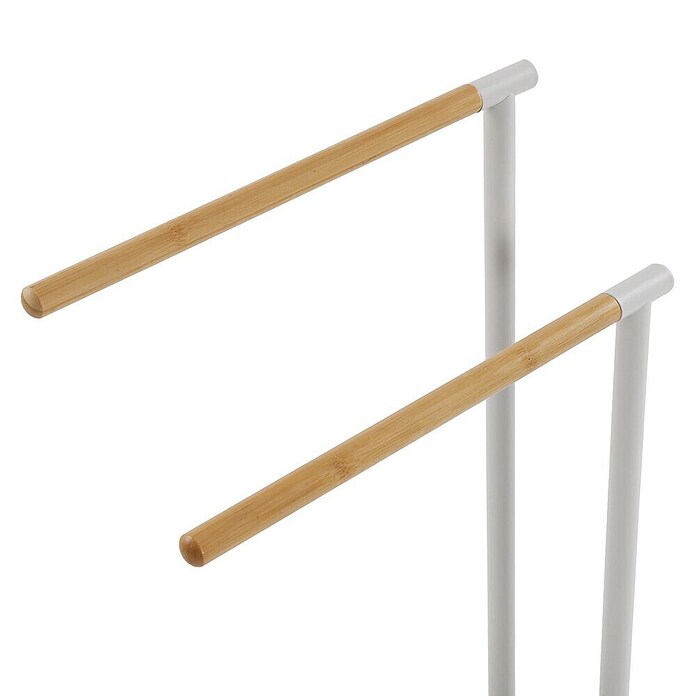 Versa Toallero de pie Bambú (Altura: 78,5 cm, 2 brazos, Blanco) | BAUHAUS