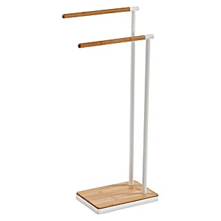 Versa Toallero de pie Bambú (Altura: 78,5 cm, 2 brazos, Blanco)