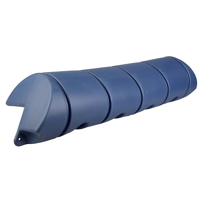 Talamex Stegfender Dick - 24 x 110 x 24 cm, Gerade, Navy, PVC - Blauer zylindrischer Marinefender mit segmentiertem Design und einem Befestigungspunkt.