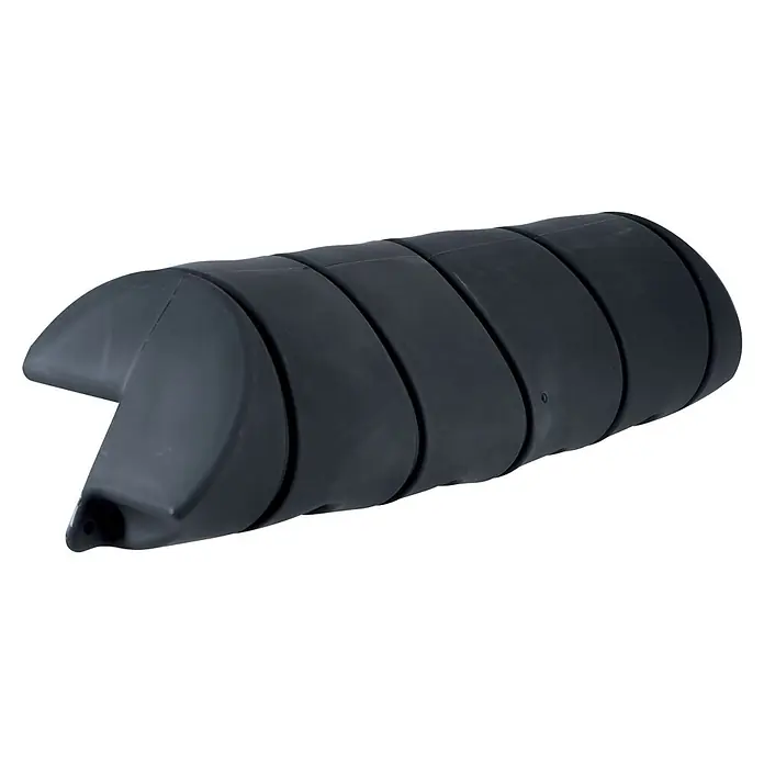Talamex Stegfender Dick - 24 x 110 x 24 cm, Gerade, Schwarz, PVC - Dunkelgraues, segmentiertes Kunststoff-Schwimmelement mit markantem gebogenem Ende.