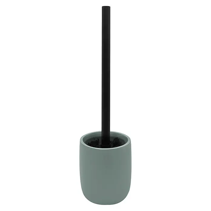 Spirella Escobillero de suelo Zac - Altura: 37,4 cm, Verde - Set de escobilla de baño verde polvoriento con mango negro.