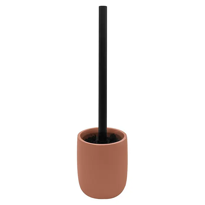 Escobillero de suelo - Altura: 37,4 cm, Terracota - Escobilla de inodoro negra con un soporte color terracota.