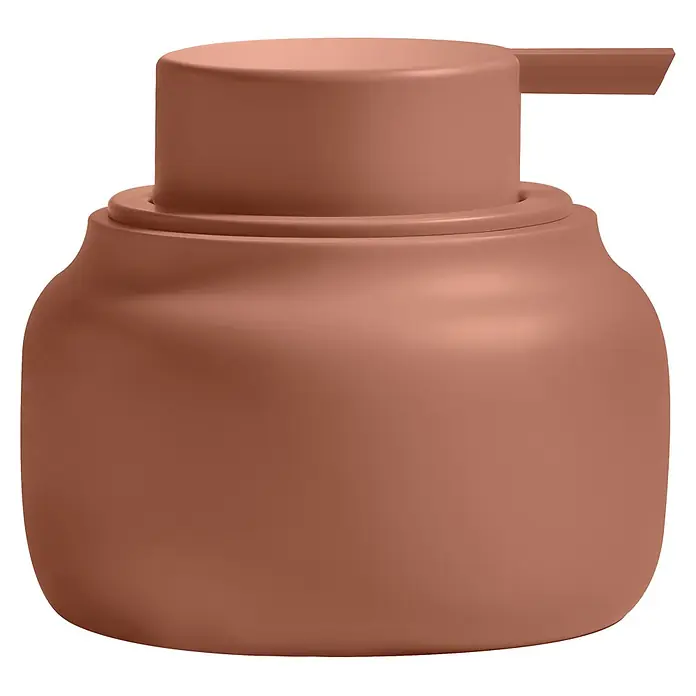 Spirella Dosificador de jabón Zac - Terracota - Botella dispensadora con bomba, marrón mate y lisa.