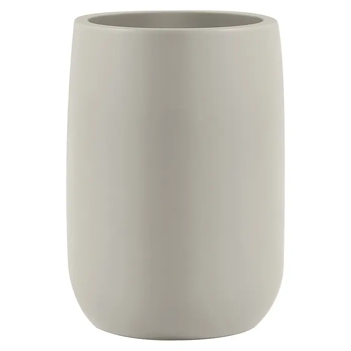 Spirella Portacepillos - Ø x Al: 8 x 10,5 cm, Gris - Vaso de cerámica gris claro con acabado liso, ideal para cepillos de dientes o utensilios.