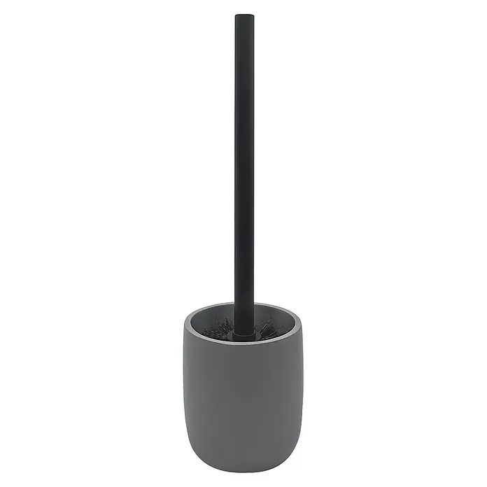 Spirella Escobillero de suelo - Altura: 37,4 cm, Gris carbón - Escobilla de baño gris oscuro con soporte gris claro.