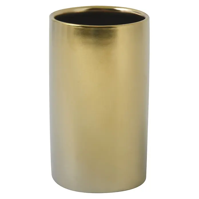 Spirella Portacepillos Tube - Ø x Al: 7 x 11,5 cm, Oro - Elegante jarrón o soporte cilíndrico dorado con acabado metálico.