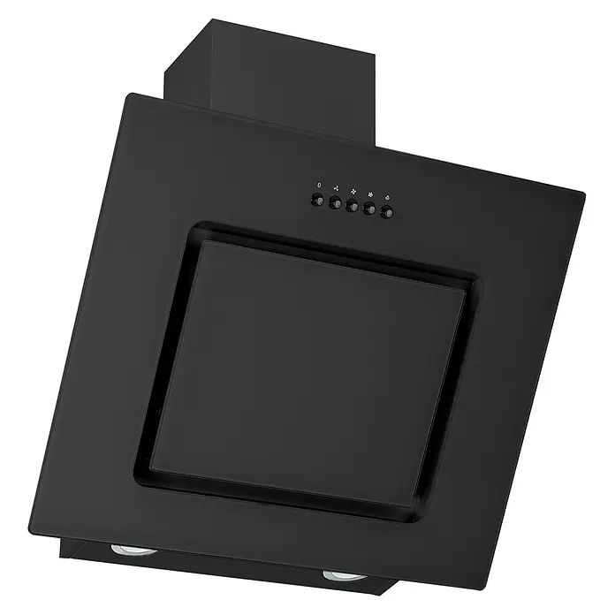 Respekta Schräghaube Tansanit - Breite: 60 cm, Max. Gebläseleistung Abluftbetrieb: 294 m³/h, Schwarz - Schwarze, schräge Dunstabzugshaube mit Bedienfeld und integrierter Beleuchtung.