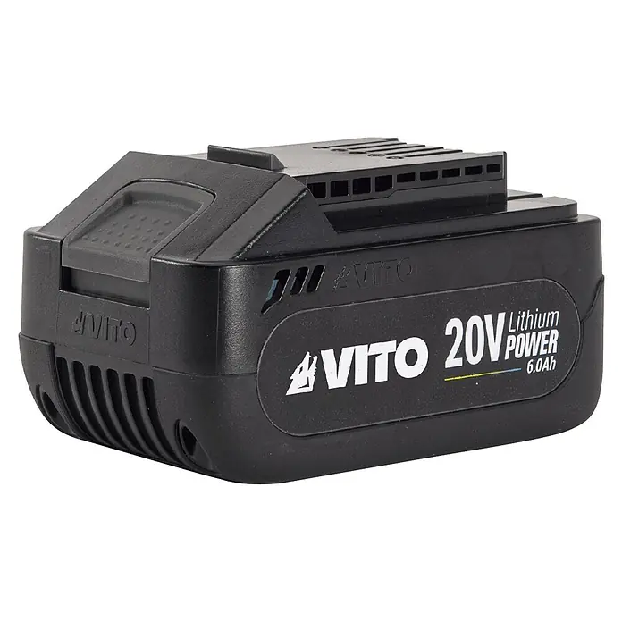 Vito Sierra de sable de batería VIBCSS - 20 V, 1 batería, 4 Ah, Longitud de carrera: 22 mm - Batería de herramienta eléctrica VITO 20V 6.0Ah de litio negra, de plástico duradero.