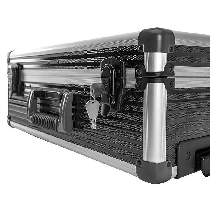Vito Maletín de herramientas VIMTF137 - L x An x Al: 360 x 500 x 200 mm, 137 pzs. - Maleta protectora de metal negro y plateado con asa, cerradura y llaves.