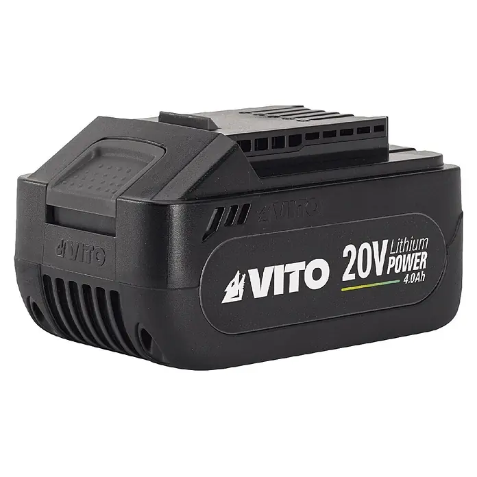 Vito Aspirador en seco y húmedo de batería VIBCASL - 20 V, 1 batería, 4 Ah, Volumen de recipiente: 20 l - Batería negra VITO 20V Lithium Power 4.0Ah para herramientas eléctricas.